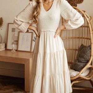 Bohme smocked tiered midi dress